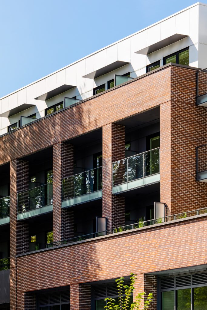 Brick exterior of the Thesis residential building
